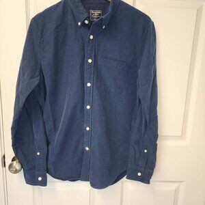 Vintage 2007 Abercrombie and Fitch Men Large Navy Blue Chamois Work Shirt Y2K